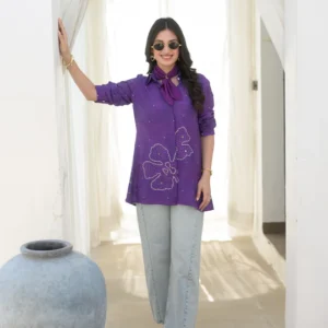 Purple Bandhani Bloom Kurta Shirt