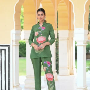 Green Floral Placement Coord Set