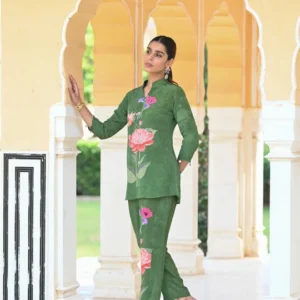 Green Floral Placement Coord Set