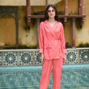 Orange Popping Muslin Co-ord Set
