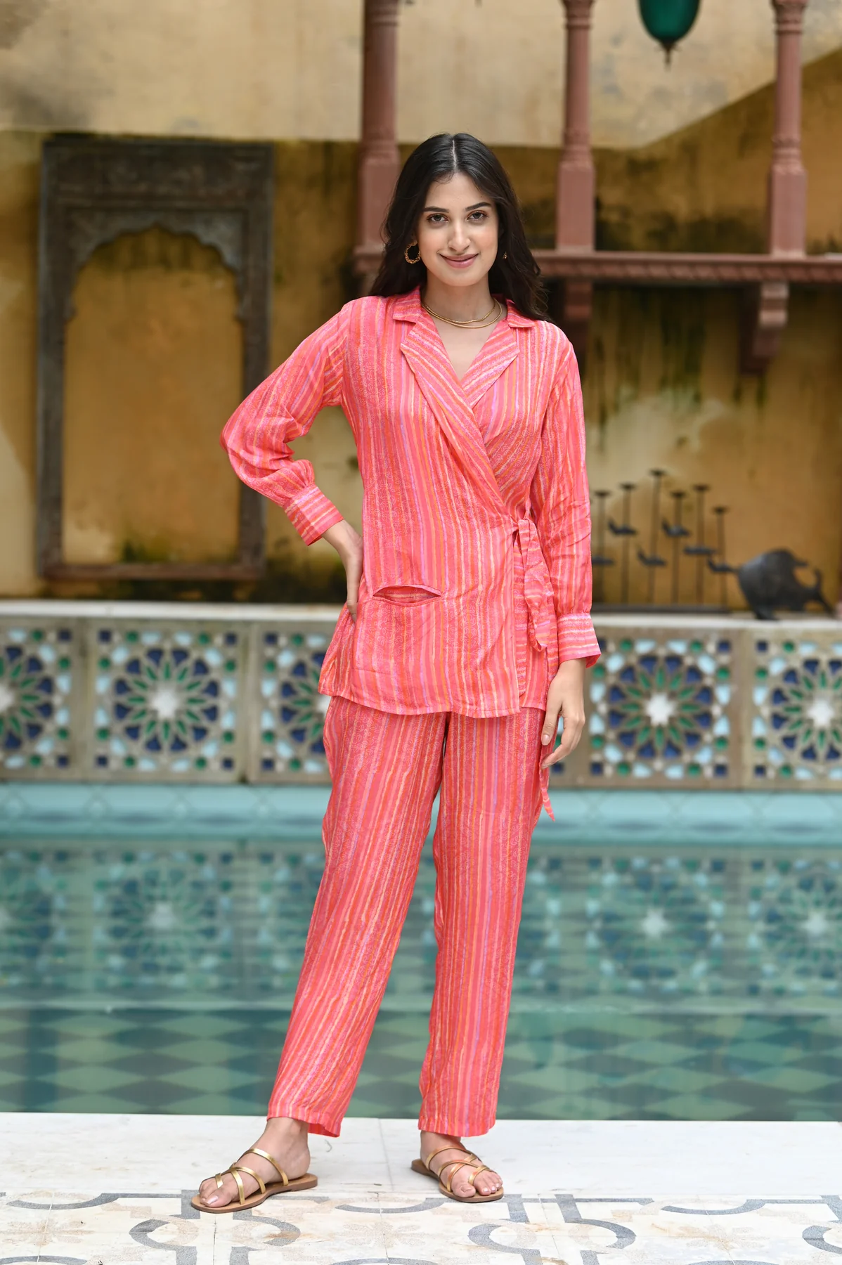 Orange Popping Muslin Co-ord Set - Image 4